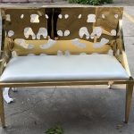 WENDING gold perforated double loveseat bench wide circle-cutout wedding sweetheart bench