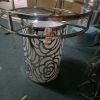 WENDING white black rose pattern cylindrical cake stand mirror top display pedestal