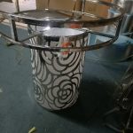 WENDING white black rose pattern cylindrical cake stand mirror top display pedestal