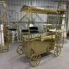 Gold stainless steel wedding candy cart - luxury dessert display trolley carriage design by Wending Furniture