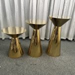 WENDING gold double-trumpet hourglass flower vase holder set 3-piece tiered wedding stand