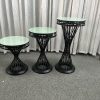 WENDING matte black spiral woven column round display stand set 3-piece Greek key rim pedestal