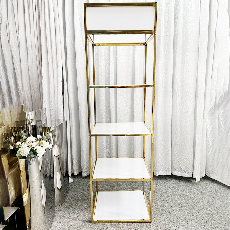 WENDING gold frame white 5-tier wedding display shelf modern light luxury event rack