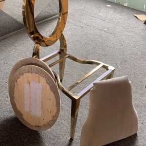 WENDING gold round disc-back splayed-leg banquet chair circle backrest wedding chair