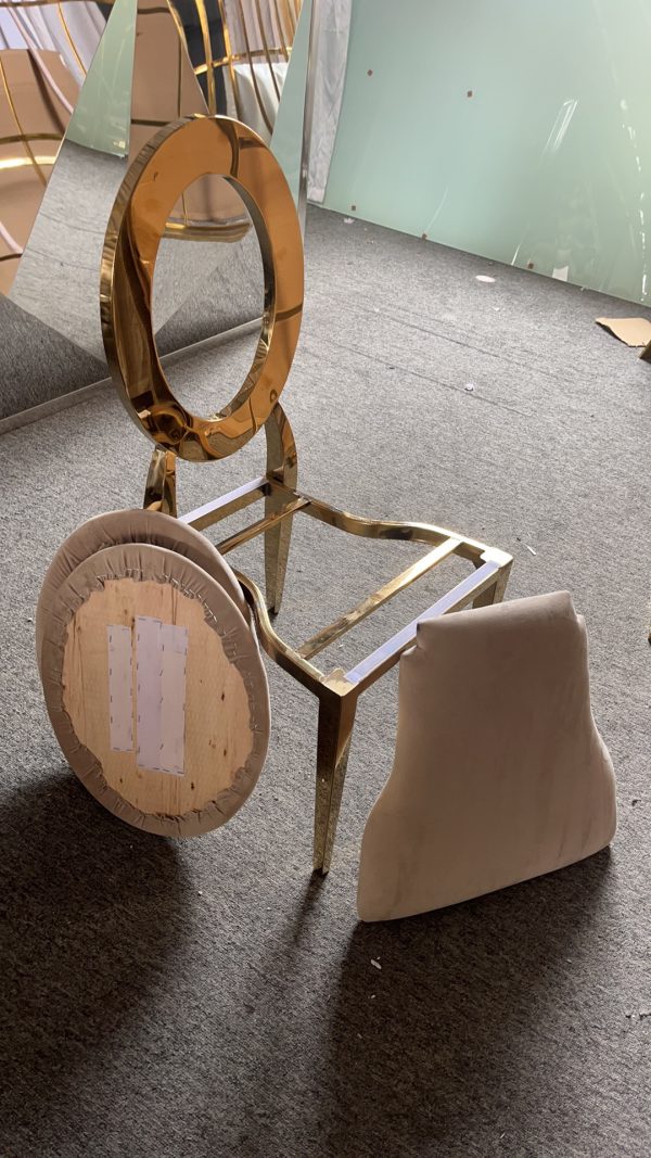 WENDING gold round disc-back splayed-leg banquet chair circle backrest wedding chair