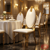 Gold large leaf high-back chair hotel restaurant 45 degree leaf shield backrest column legs warm