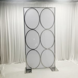 WENDING silver oval ring panel backdrop screen 6-ellipse white acrylic wedding stand