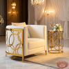 Gold ring frame sofa set hotel suite wedding lounge 45 degree circular ring detail spotlights