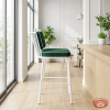 White arc rod bar stool at modern boutique hotel cafe bar floor-to-ceiling windows natural light