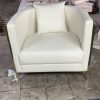 WENDING ivory white PU barrel armchair gold frame luxury hotel wedding club chair