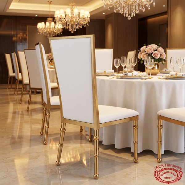 Gold high-back bamboo-node chair hotel restaurant 45 degree tall backrest decorative legs warm