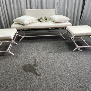 WENDING white twig branch wedding bench ottoman 3-piece set romantic bridal seating