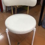 WENDING gold round-seat arc-backrest boucle dining chair Nordic luxury hotel chair