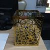 WENDING gold bubble cutout square floral box circular perforated stainless steel vase