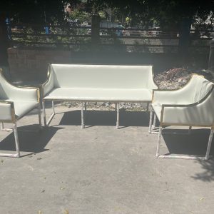 WENDING ivory white 3-piece sofa set gold frame modern luxury hotel living suite