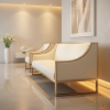 Ivory white 3-piece sofa set side view modern luxury interior warm light gradient all pieces
