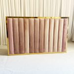 WENDING pink velvet ribbed gold frame wedding reception desk romantic sign-in counter blush pink upholstery