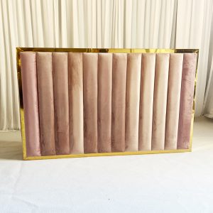 WENDING pink velvet ribbed gold frame wedding reception desk romantic sign-in counter blush pink upholstery