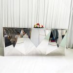 WENDING silver mountain peak triangle cut wedding reception desk dramatic mirror sign-in counter