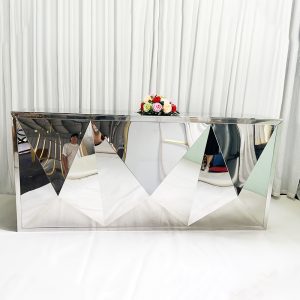 WENDING silver mountain peak triangle cut wedding reception desk dramatic mirror sign-in counter