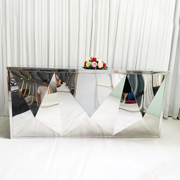 WENDING silver mountain peak triangle cut wedding reception desk dramatic mirror sign-in counter