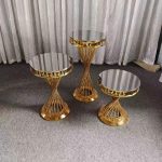 WENDING gold twisted-base 3-piece tiered cake display stand set wedding dessert stands