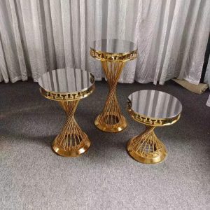 WENDING gold twisted-base 3-piece tiered cake display stand set wedding dessert stands