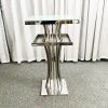 WENDING silver double-tier square bar display stand arc leg glass top hotel service table