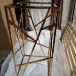 WENDING gold geometric crosshatch column flower stand diagonal mesh pillar floral pedestal