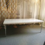 WENDING silver tapering turned-leg white dining table European hotel banquet table