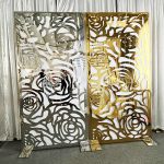 WENDING silver and gold mirror rose laser-cut backdrop panel dual color wedding screen comparison
