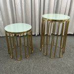 WENDING gold U-arc tube round display stand set 2-piece wedding floral pedestal