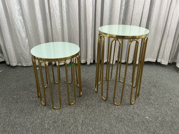 WENDING gold U-arc tube round display stand set 2-piece wedding floral pedestal