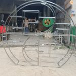 WENDING silver double ring moon gate wedding display rack circle frame shelf stand