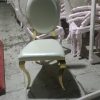 WENDING gold oval upholstered cabriole banquet chair cream leather wedding dining chair