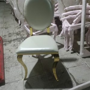 WENDING gold oval upholstered cabriole banquet chair cream leather wedding dining chair