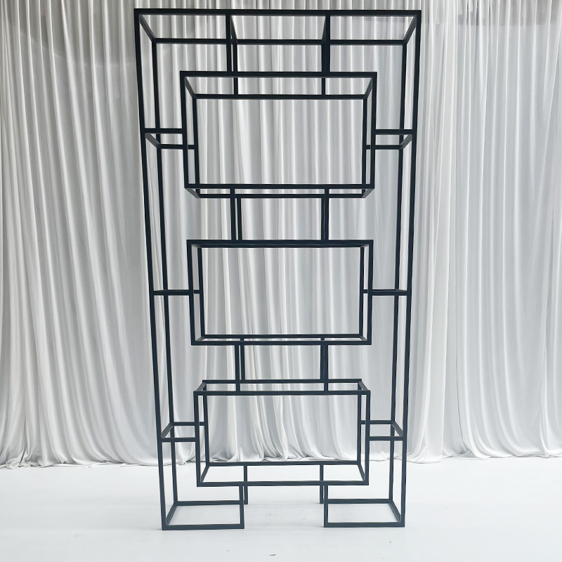 WENDING matte black geometric 3-tier pyramid wedding display stand square frame