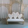 WENDING white gold triple heart-back wedding loveseat bride groom sweetheart sofa