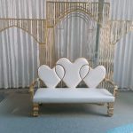 WENDING white gold triple heart-back wedding loveseat bride groom sweetheart sofa