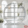 Circular wine rack at elegant white wedding venue arched windows natural light