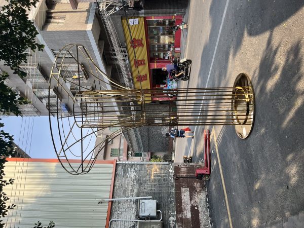 WENDING gold oval ball top cage column path marker flower stand wedding aisle pedestal