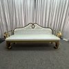 WENDING white gold Baroque crown-back crystal loveseat diamond tufted wedding sofa