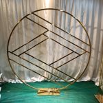 WENDING gold geometric diamond lattice circle moon gate wedding arch backdrop