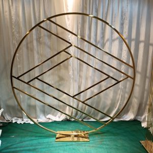 WENDING gold geometric diamond lattice circle moon gate wedding arch backdrop