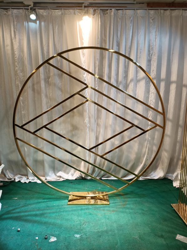 WENDING gold geometric diamond lattice circle moon gate wedding arch backdrop