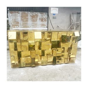 WENDING gold brick cube 3D embossed wedding reception desk opulent sign-in counter titanium gold mosaic