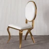WENDING 815 gold round back wedding chair front view - stackable curved leg wedding banquet chair