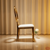 Gold circular O-ring chair side view luxury event circle backrest warm golden halo light marble