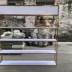 WENDING gold frame white 4-tier wedding display rack lightbox top panel event shelf