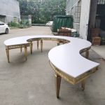 WENDING gold crescent moon fretwork-skirt banquet dining table Chinese luxury wedding table